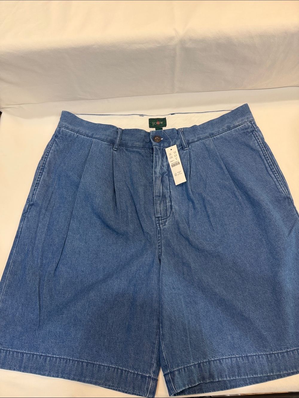 J. Crew Blue Pleated Denim Jean Shorts cotton